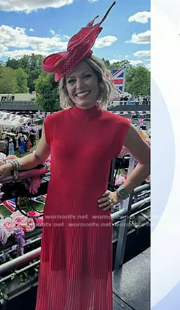 Dylan’s red ribbed sheer hem dress on Today