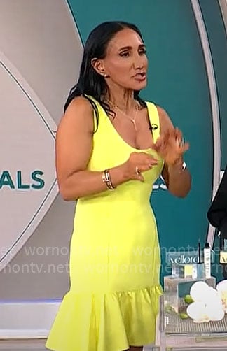 Elizabeth Werner’s yellow ruffle hem dress on CBS Mornings