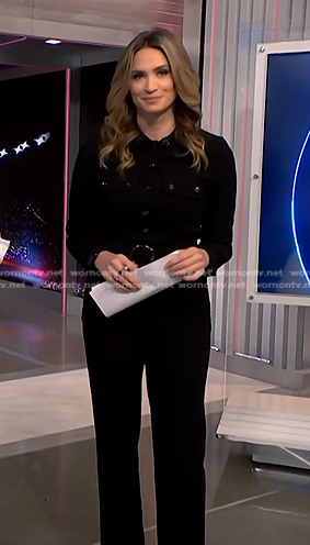Ellison Barber’s black belted jumpsuit on NBC News Daily