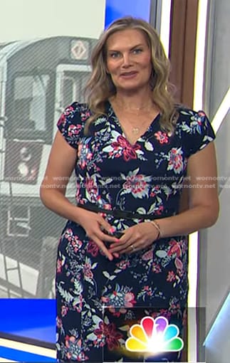 Emily’s navy floral v-neck sheath dress on Today