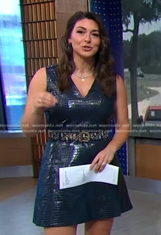 Erielle’s navy crocodile embossed leather dress on Good Morning America