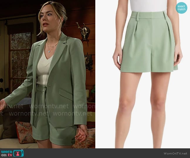 Favorite Daughter The Favorite Shorts in Basil worn by Hope Logan (Annika Noelle) on The Bold and the Beautiful