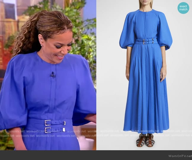 Gabriela Hearst Elea puff-sleeve linen maxi dress worn by Sunny Hostin on The View