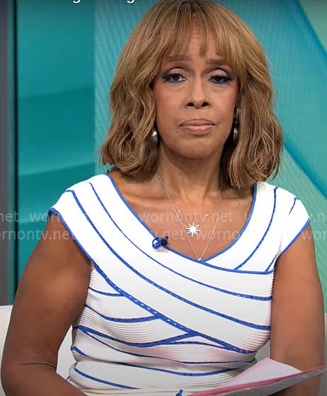 Gayle King’s blue and white striped top on CBS This Morning
