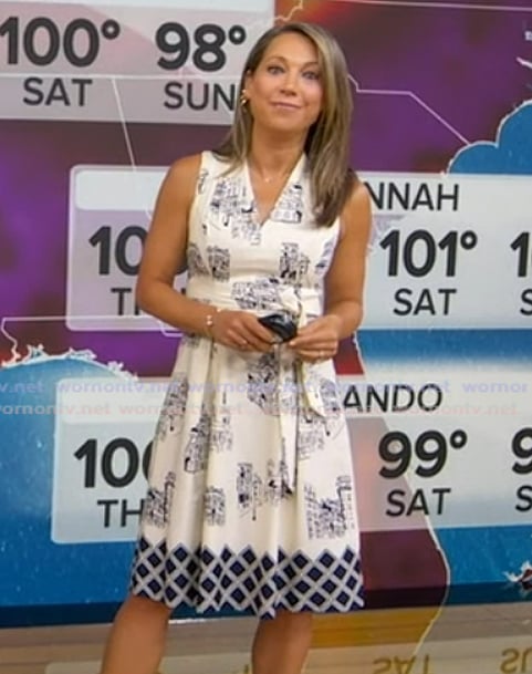 Ginger's white house print dress on Good Morning America