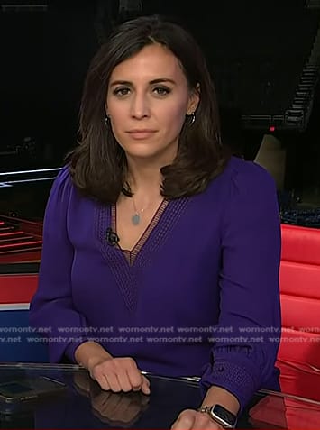 Hallie Jackson’s purple ladder lace trim top on Today