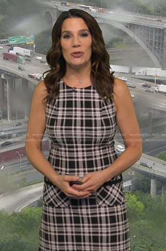 Heather’s black plaid sleeveless dress on Good Morning America