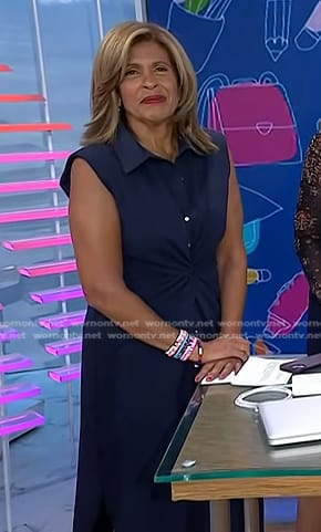Hoda’s navy sleeveless shirtdress on Today