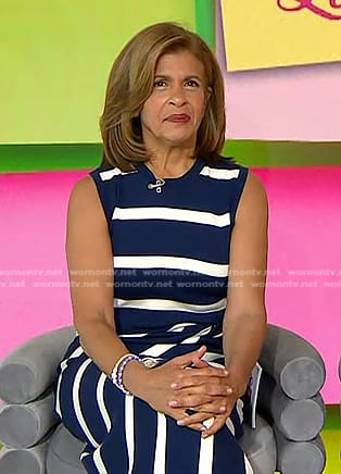 Hoda’s navy striped sleeveless dress on Today
