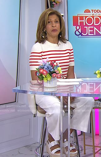 Hoda’s white wedge sandals on Today