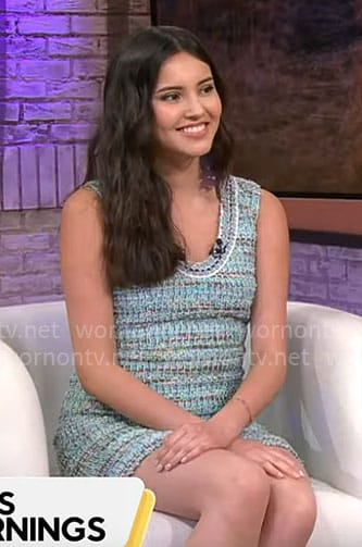 Isabel DeRoy-Olson’s green knit dress on CBS Mornings