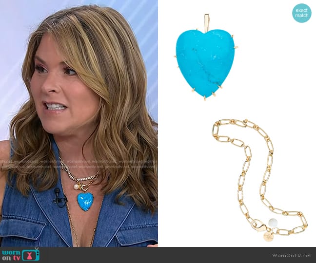 Jane Win LOVE Carry Your Heart Pendant in Turquoise worn by Jenna Bush Hager on Today