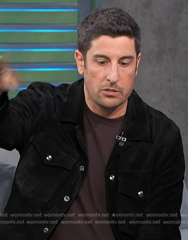 Jason Biggs’s black jacket on Access Hollywood