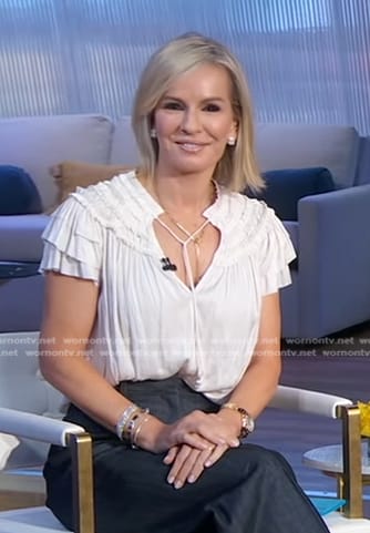 Jennifer’s white ruffle tie neck top on Good Morning America