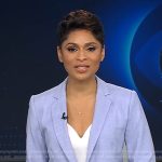 Jericka’s blue blazer and pant suit on CBS Evening News