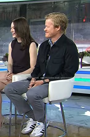 Jesse Plemons’s navy shirt and sneakers on Today