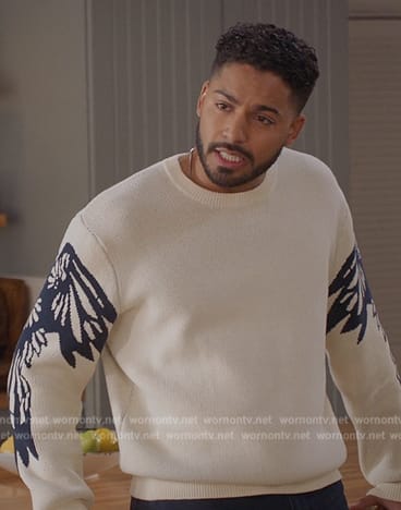 Jordan’s white and blue sweater on All American