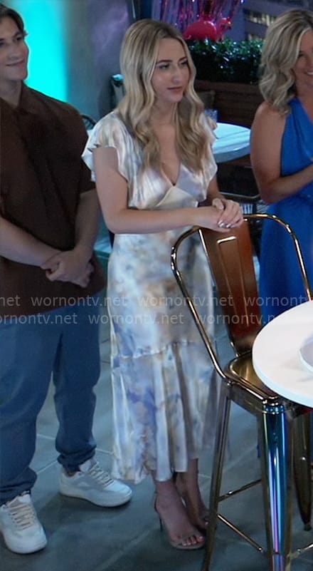 Josslyn’s v-neck satin midi dress on General Hospital