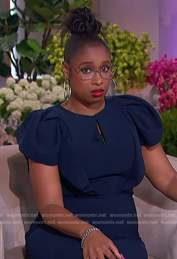 Jovani’s navy ruffle jumpsuit on The Jennifer Hudson Show