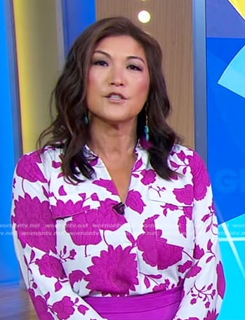 Juju’s magenta floral blouse on Good Morning America
