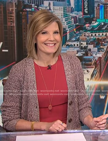 Kate’s red marled cardigan on NBC News Daily