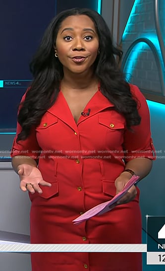 Kay Angrum’s red safari dress on NBC News Daily