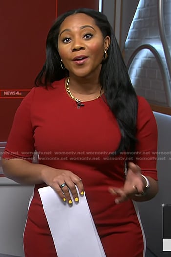 Kay Angrum’s red side stripe dress on NBC News Daily