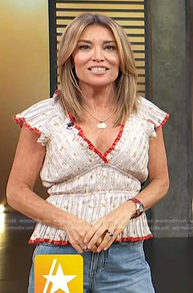 Kit’s floral print v-neck top on Access Hollywood
