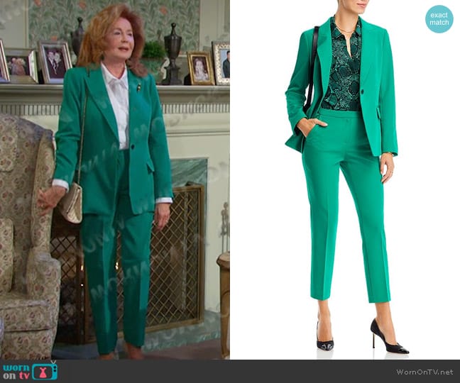 Kobi Halperin Jordi Peak Lapel Blazer in Ivy worn by Maggie Horton (Suzanne Rogers) on Days of our Lives