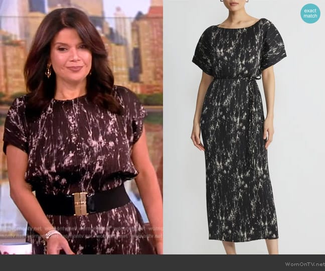 Lafayette 148 Plisse Belted Midi Dress worn by Ana Navarro on The View