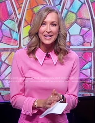 Lara’s pink collared sweater on Good Morning America