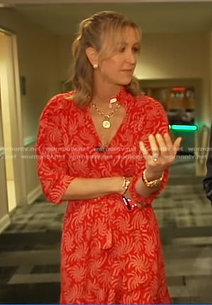 Lara’s red printed wrap dress on Good Morning America