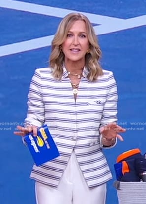 Lara’s white striped blazer on Good Morning America