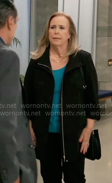 Laura’s black zip jacket on General Hospital
