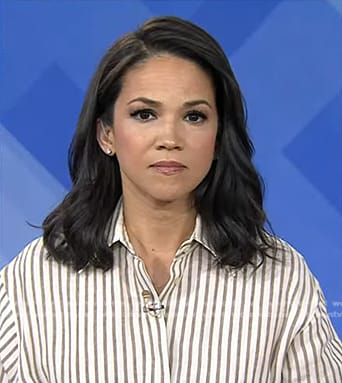 Laura’s white and beige striped shirt on Today