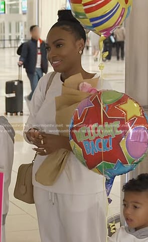 Lesa’s beige quilted leather bag on The Real Housewives of Dubai