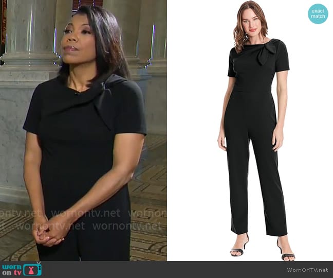 London Times Bow Neck Jumpsuit worn by Nikole Killion on CBS Mornings