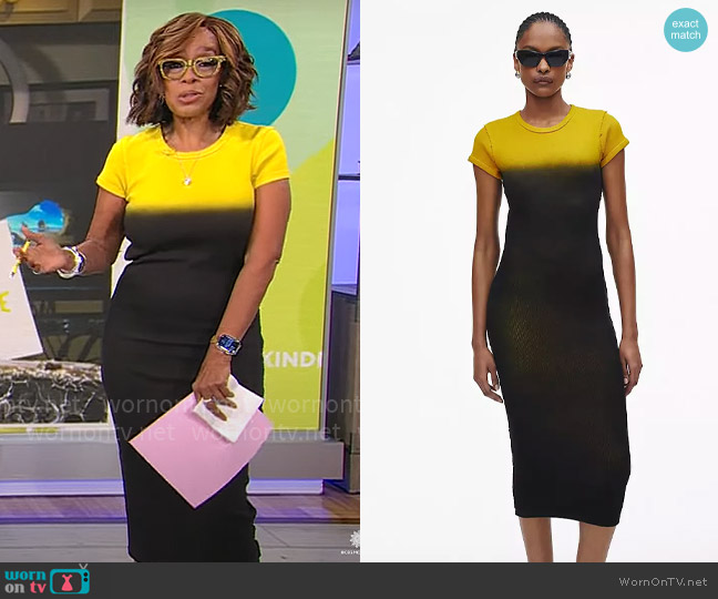 Marc Jacobs Grunge Spray Shrunken Tee Midi Dress worn by Gayle King on CBS Mornings