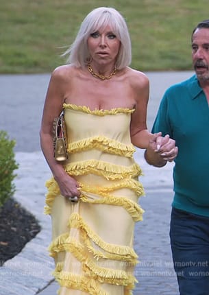 Margarete’s yellow strapless ruffle dress on The Real Housewives of New Jersey