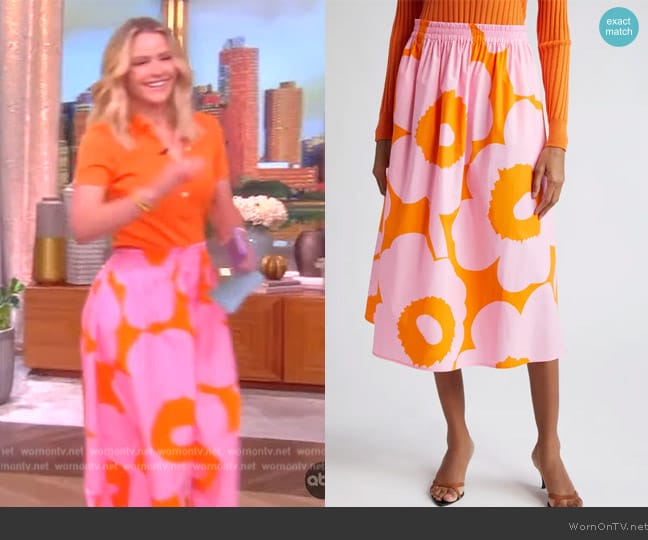 Veronica Beard Garrel Print Poplin Skirt worn by Sara Haines on The View