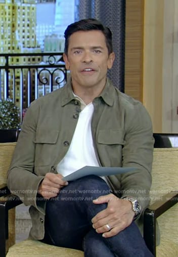 Mark’s green suede jacket on Live with Kelly and Mark