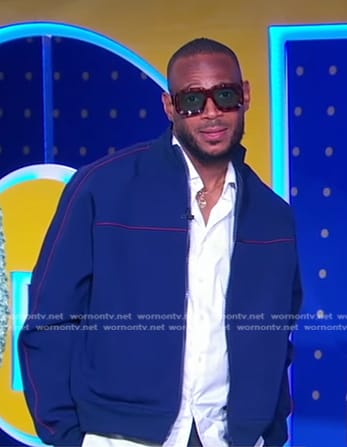 Marlon Wayans’s navy track jacket on Good Morning America