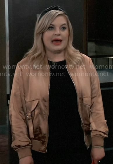 Maxie’s copper bomber jacket on General Hospital