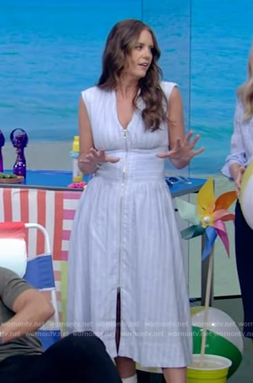 Monica’s blue smocked waist dress on Live with Kelly and Mark