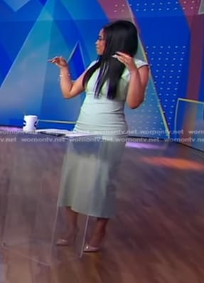 Morgan’s green gathered dress on Good Morning America