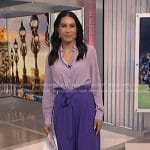 Morgan’s purple paperbag waist pants on NBC News Daily