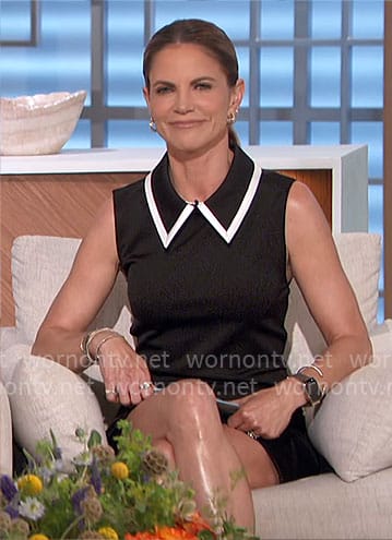 Natalie’s black dress with white tipped collar on The Talk