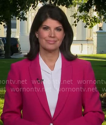 Natalie Brand’s pink blazer on CBS Mornings