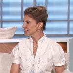 Natalie’s white and blue floral dress on The Talk