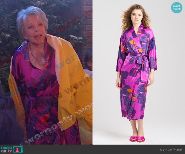 N Natori Majestic Orchid Robe in Plum Multi worn by Julie Olson Williams (Susan Seaforth Hayes) on Days of our Lives